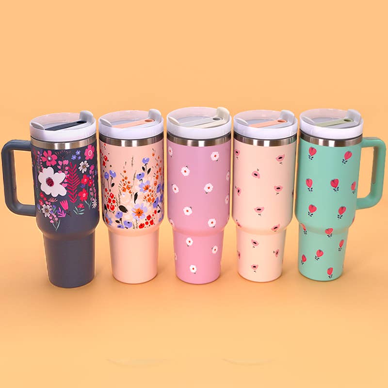 40oz STAINLESS STEEL TUMBLER FLOWER