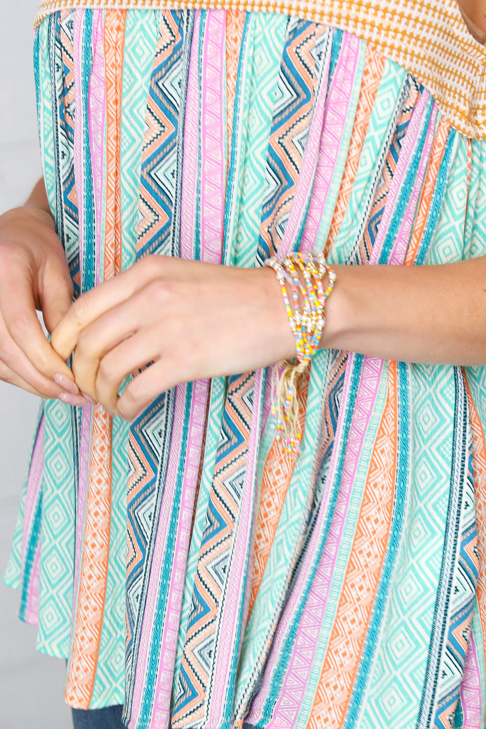 Multicolor Beaded Adjustable Rope Bracelet