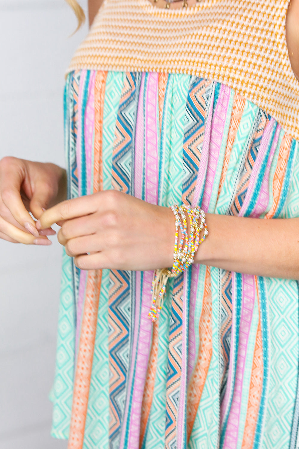 Multicolor Beaded Adjustable Rope Bracelet
