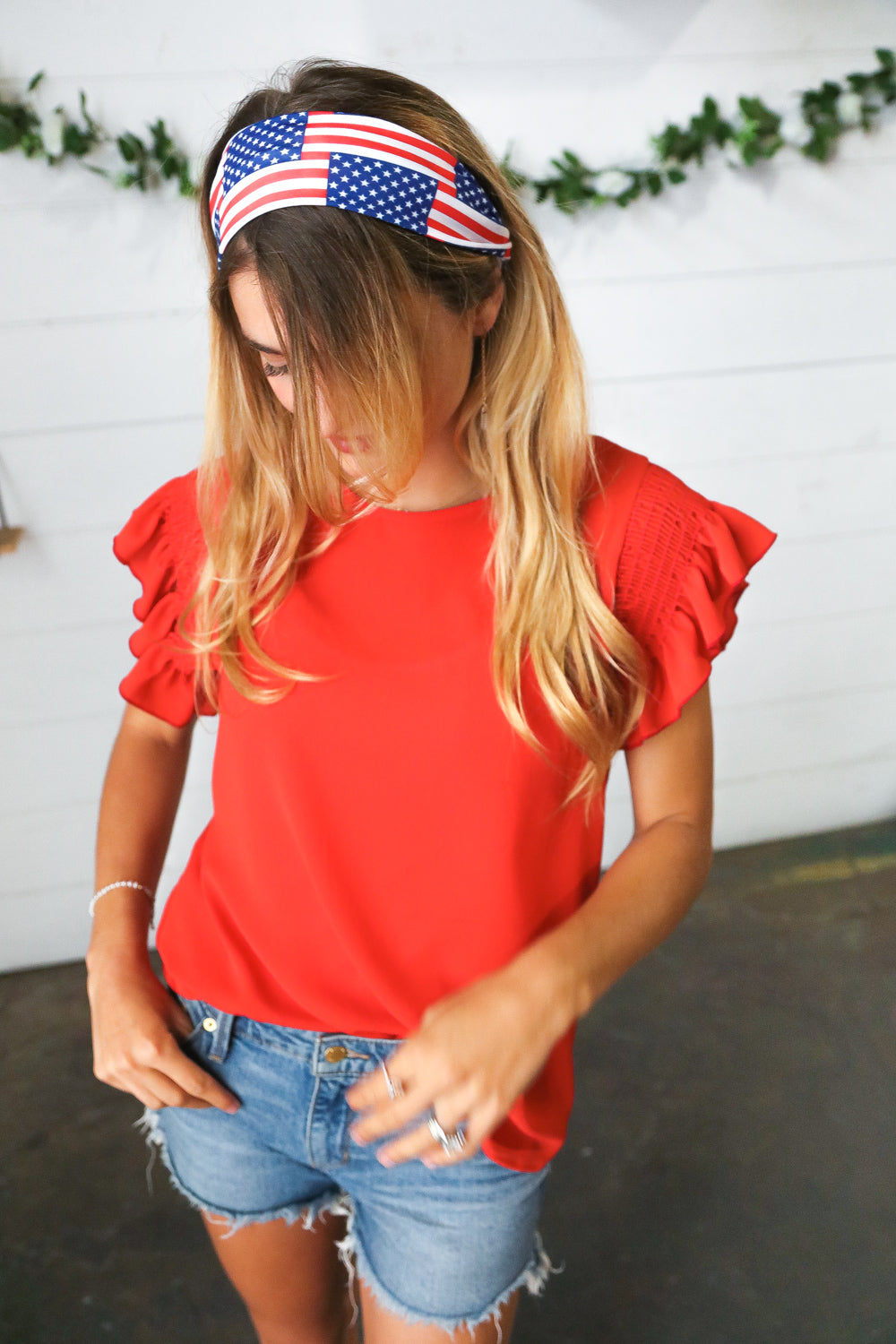 USA Flag Stretchy Knit Twist Headband