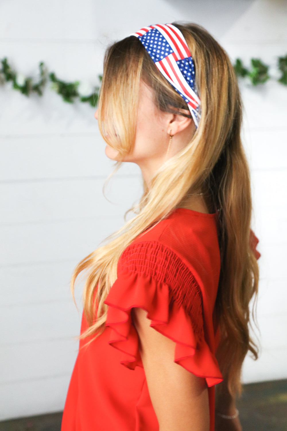 USA Flag Stretchy Knit Twist Headband