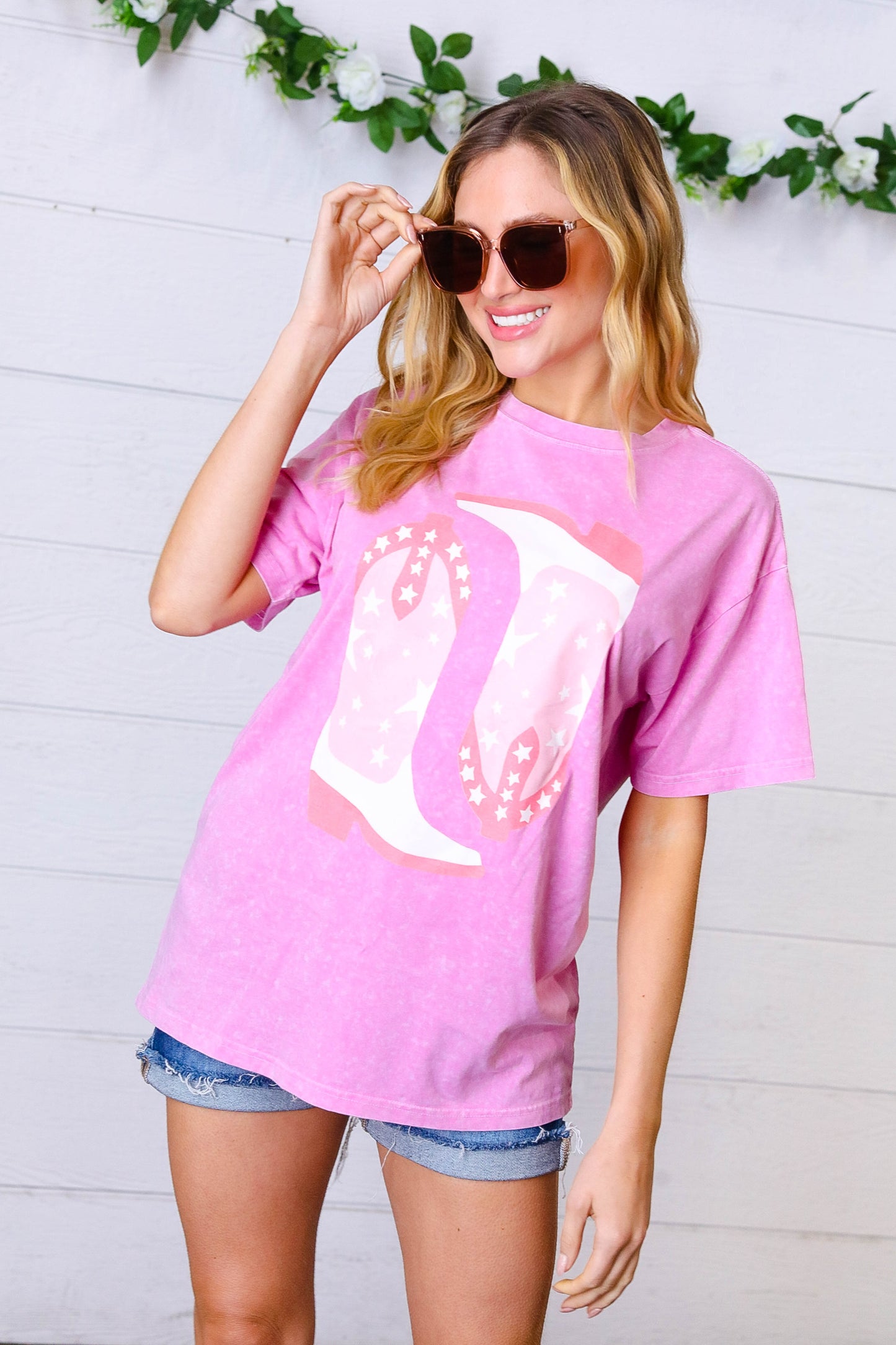 Hot Pink 'Cowboy Boots" Graphic Tee