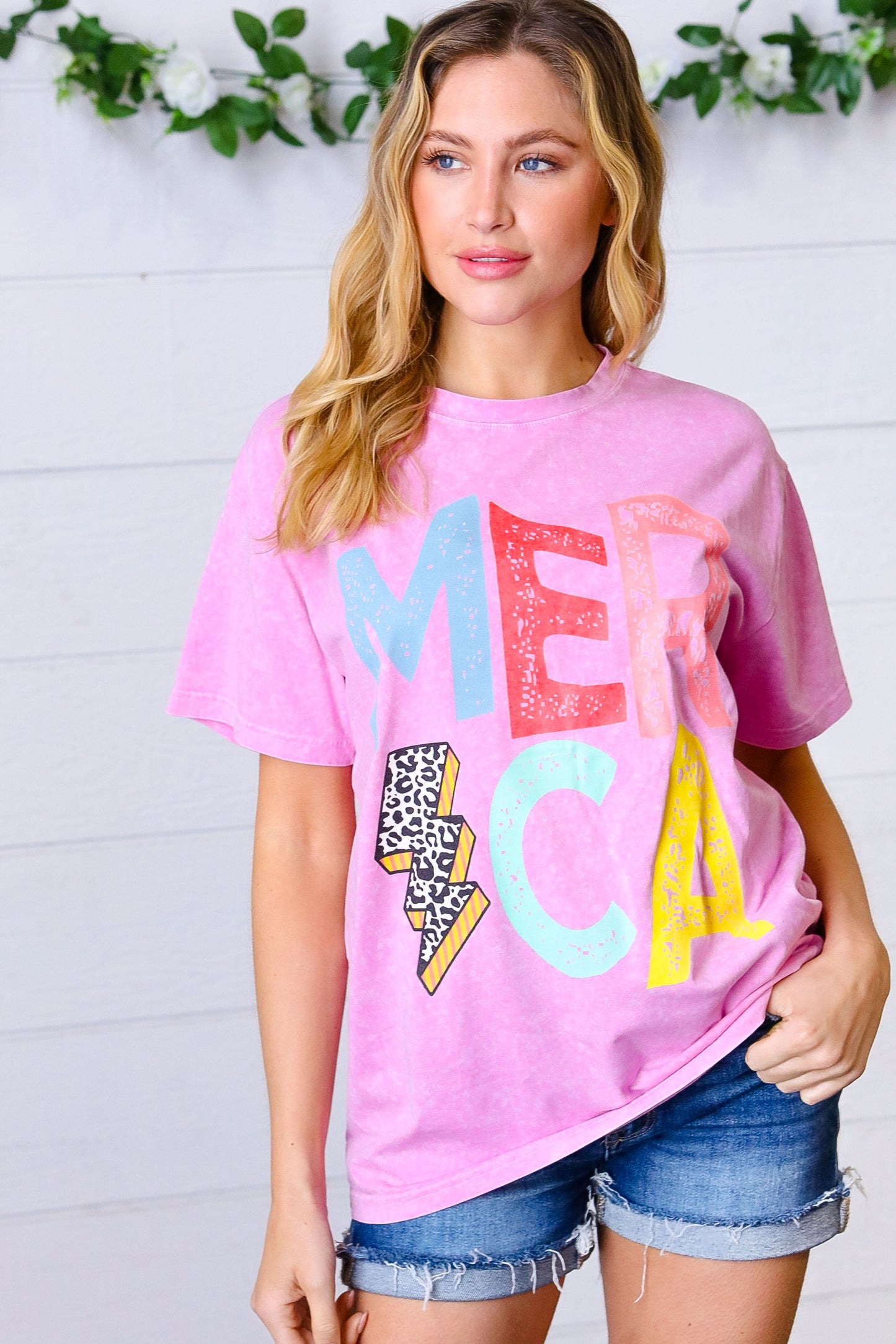 Hot Pink 'AMERICA’ Graphic Tee
