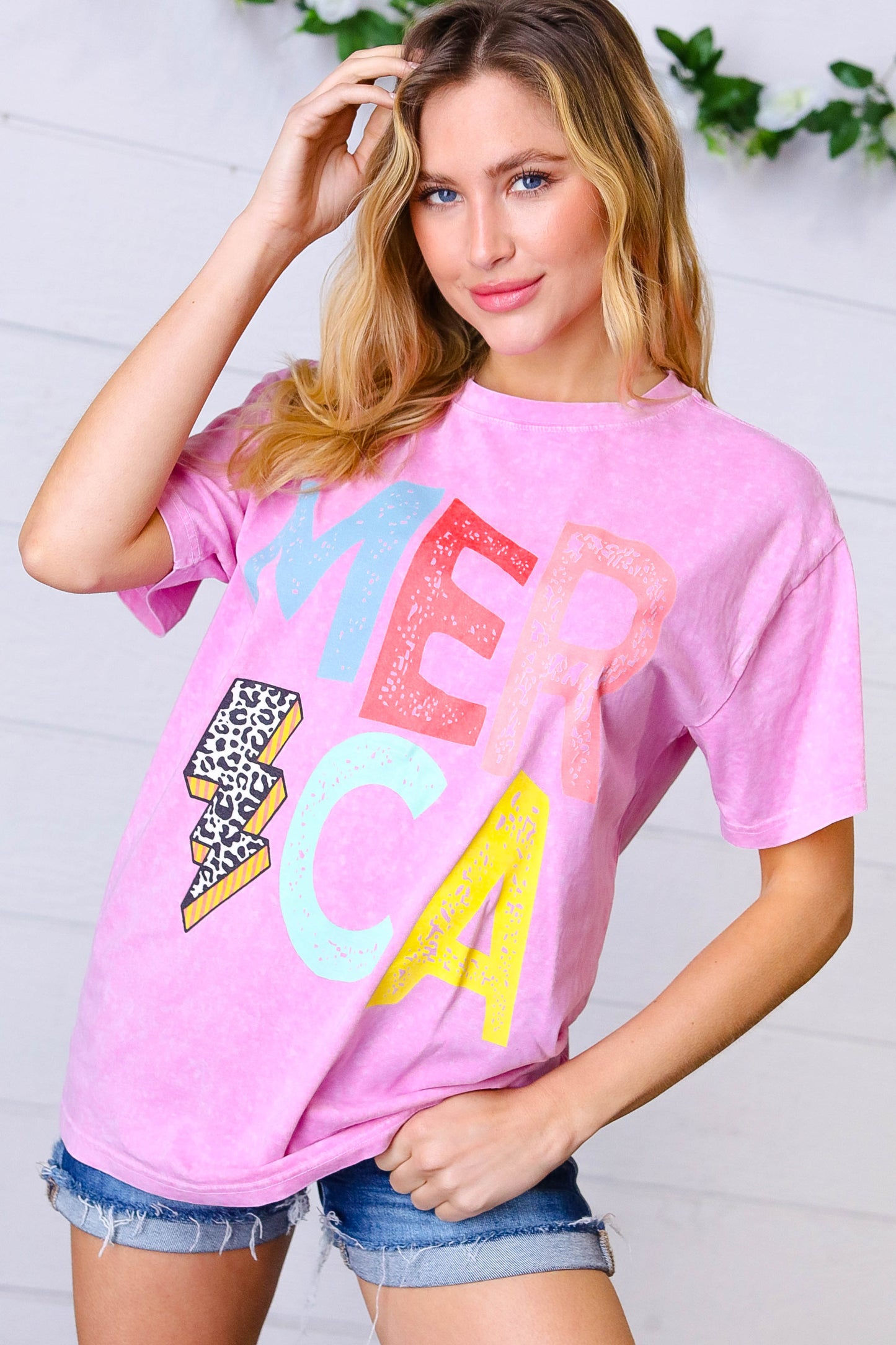 Hot Pink 'AMERICA’ Graphic Tee