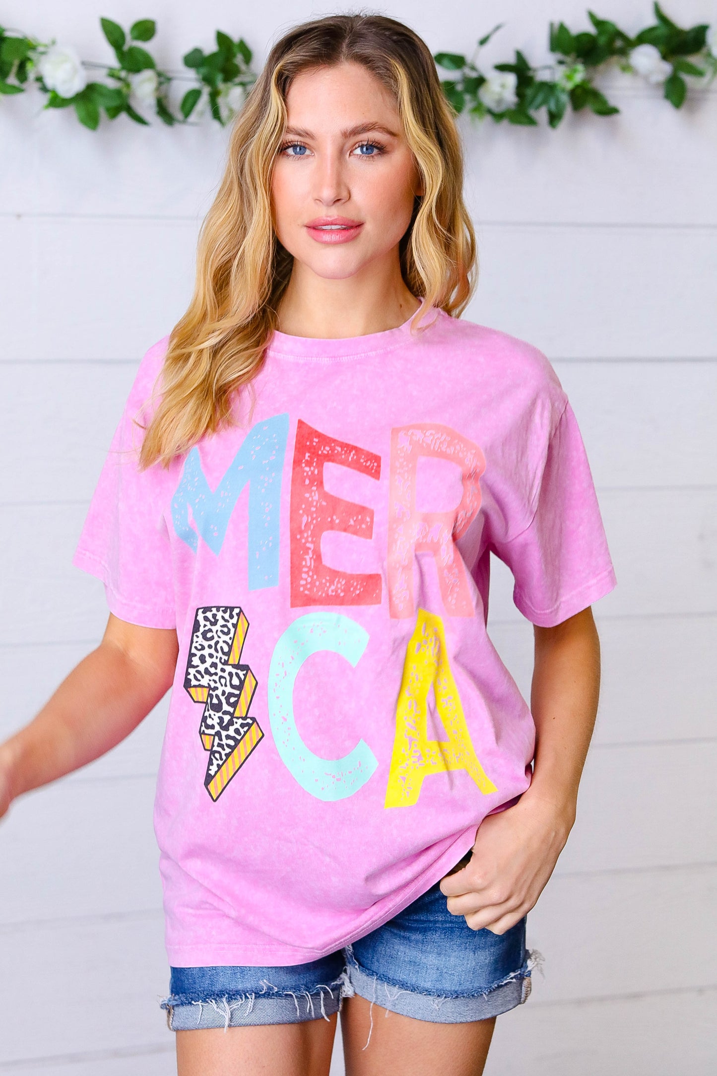 Hot Pink 'AMERICA’ Graphic Tee