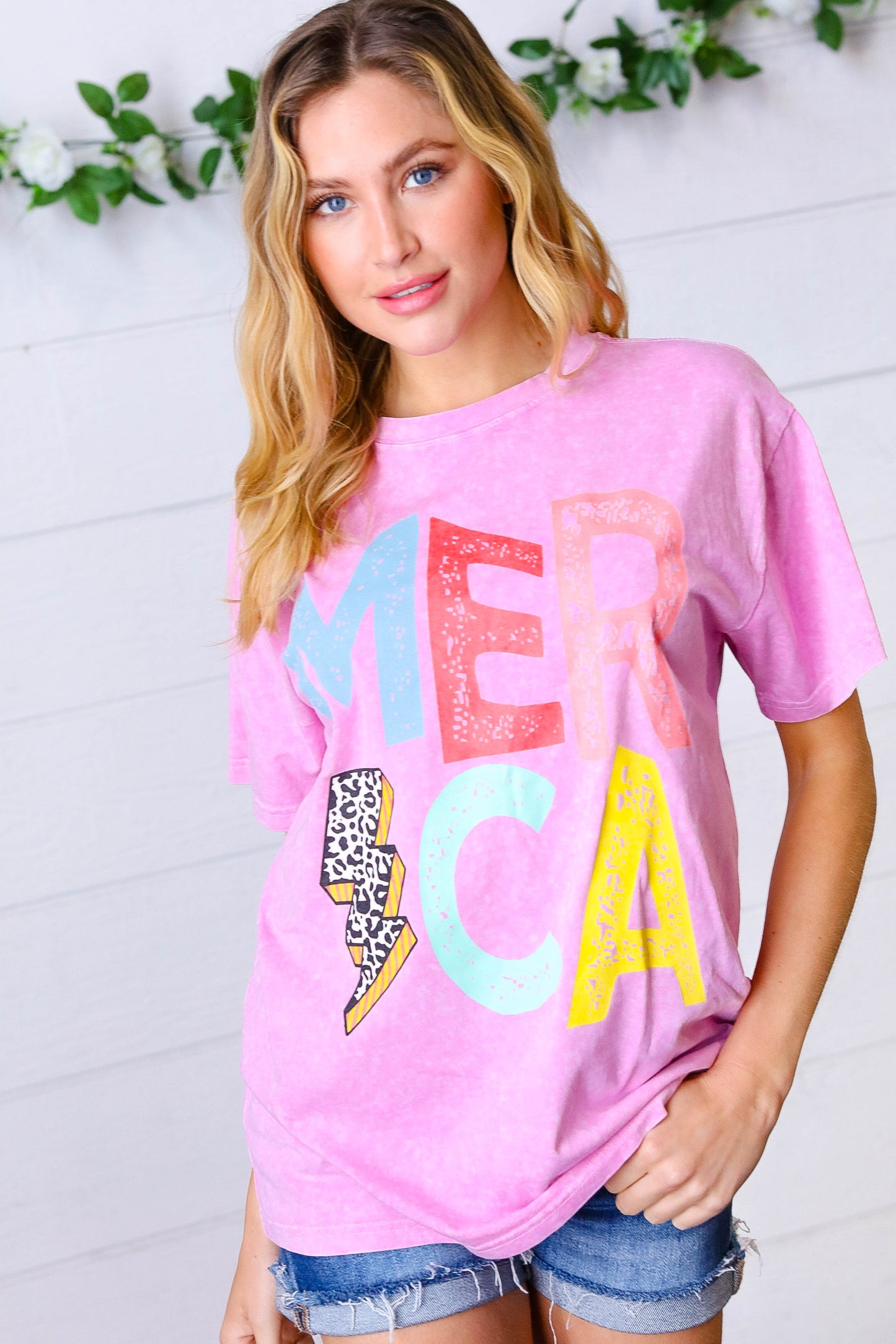 Hot Pink 'AMERICA’ Graphic Tee