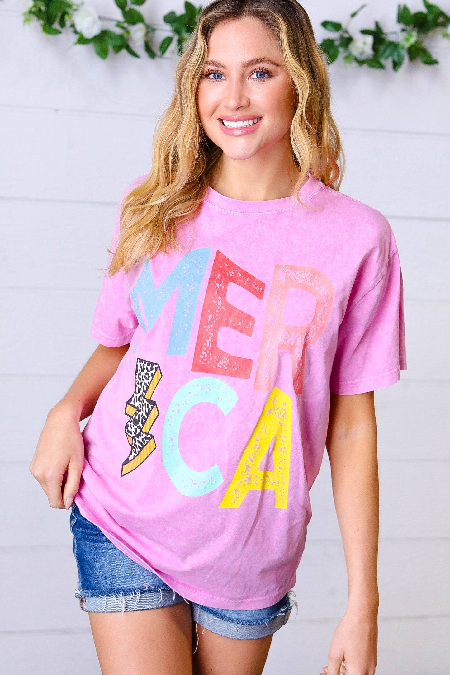 Hot Pink 'AMERICA’ Graphic Tee