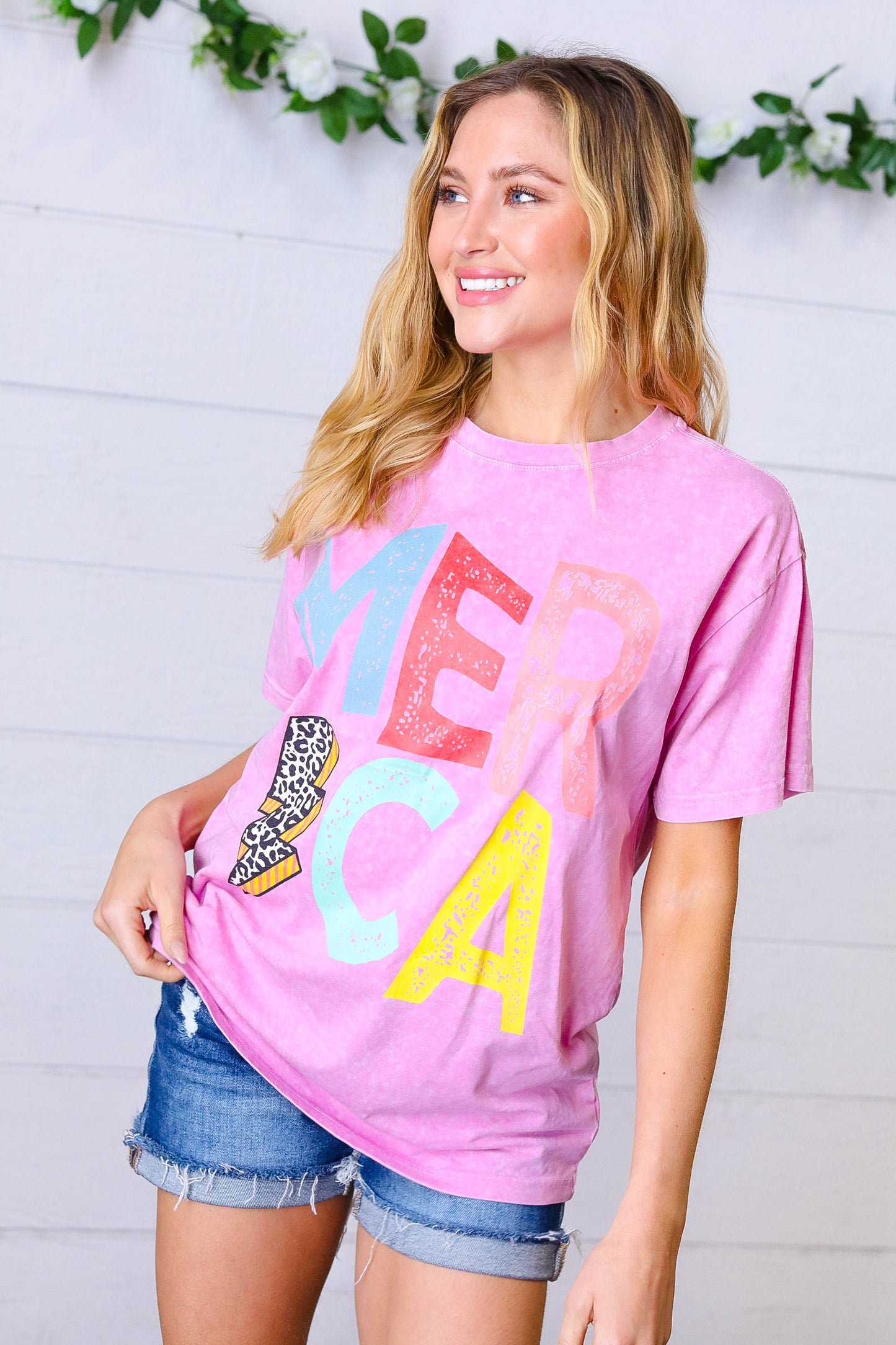 Hot Pink 'AMERICA’ Graphic Tee