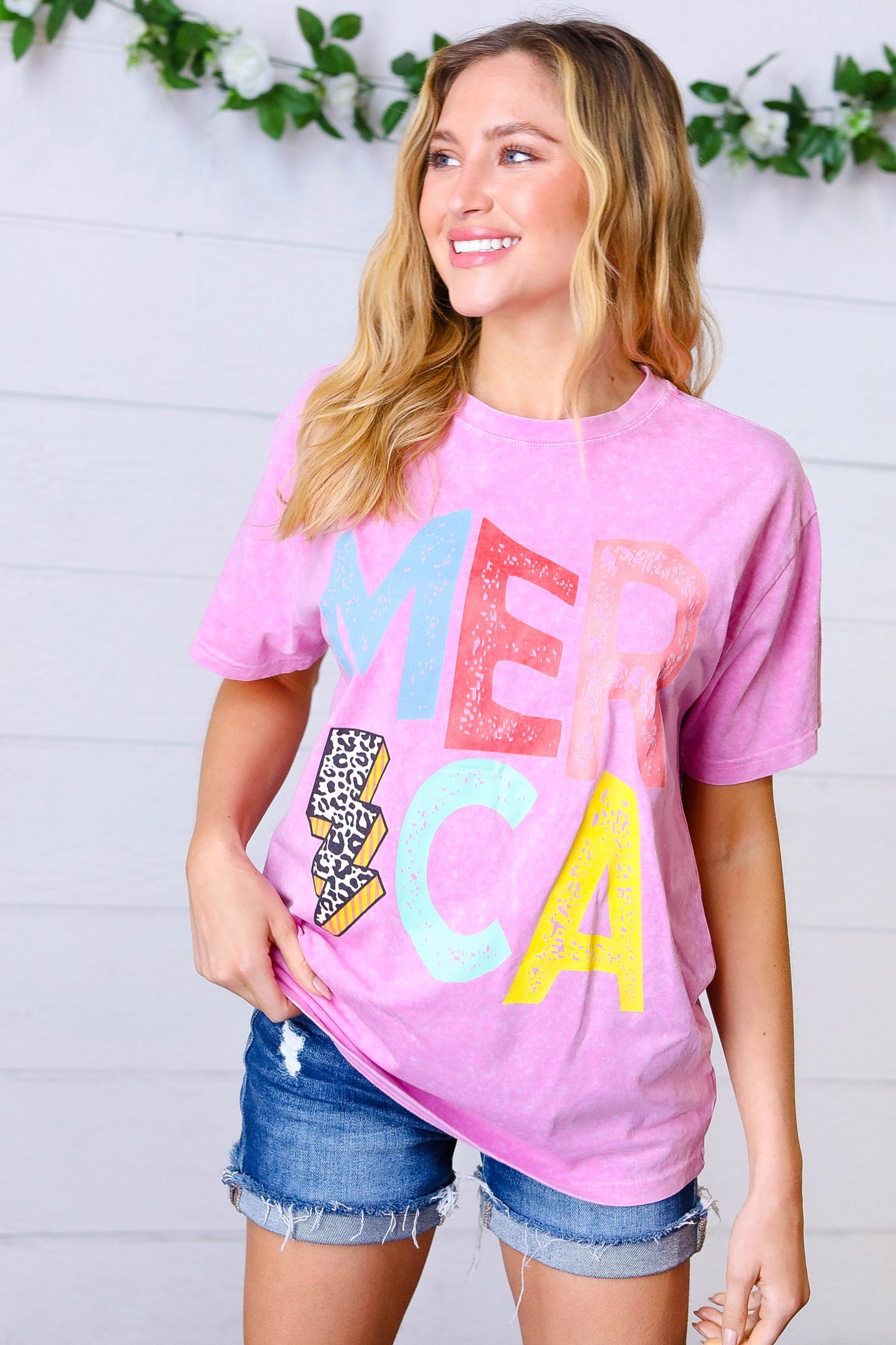 Hot Pink 'AMERICA’ Graphic Tee