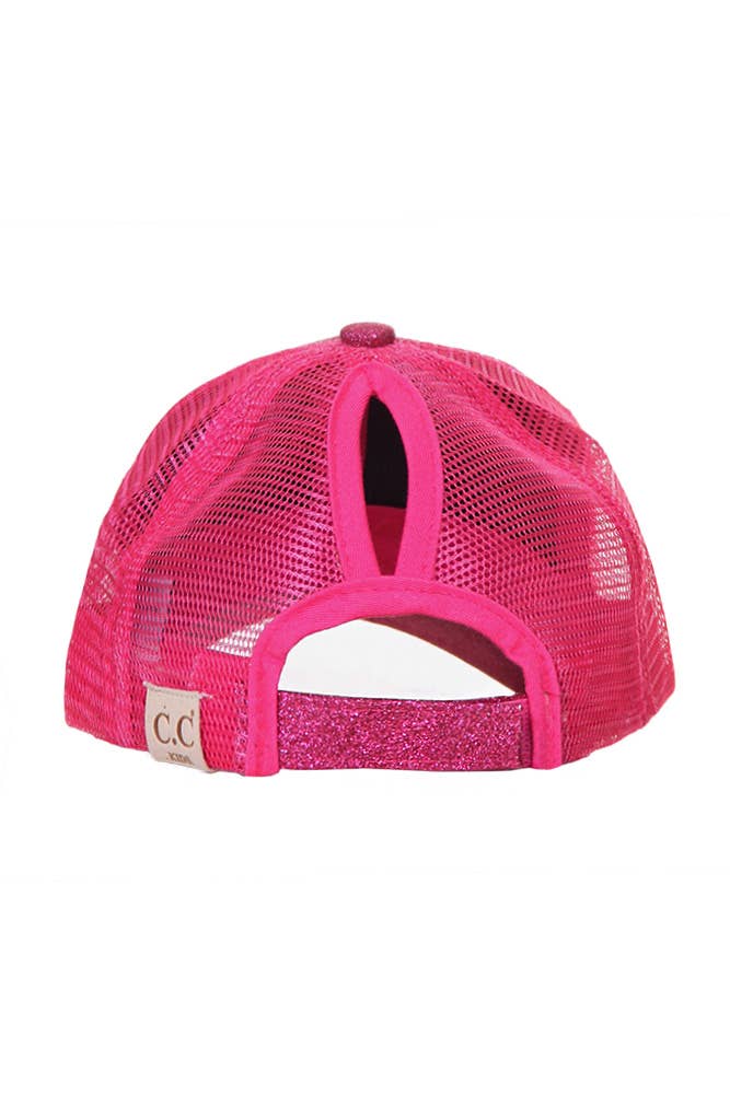 C.C Kids Glitter Fabric With Mesh Pony Cap