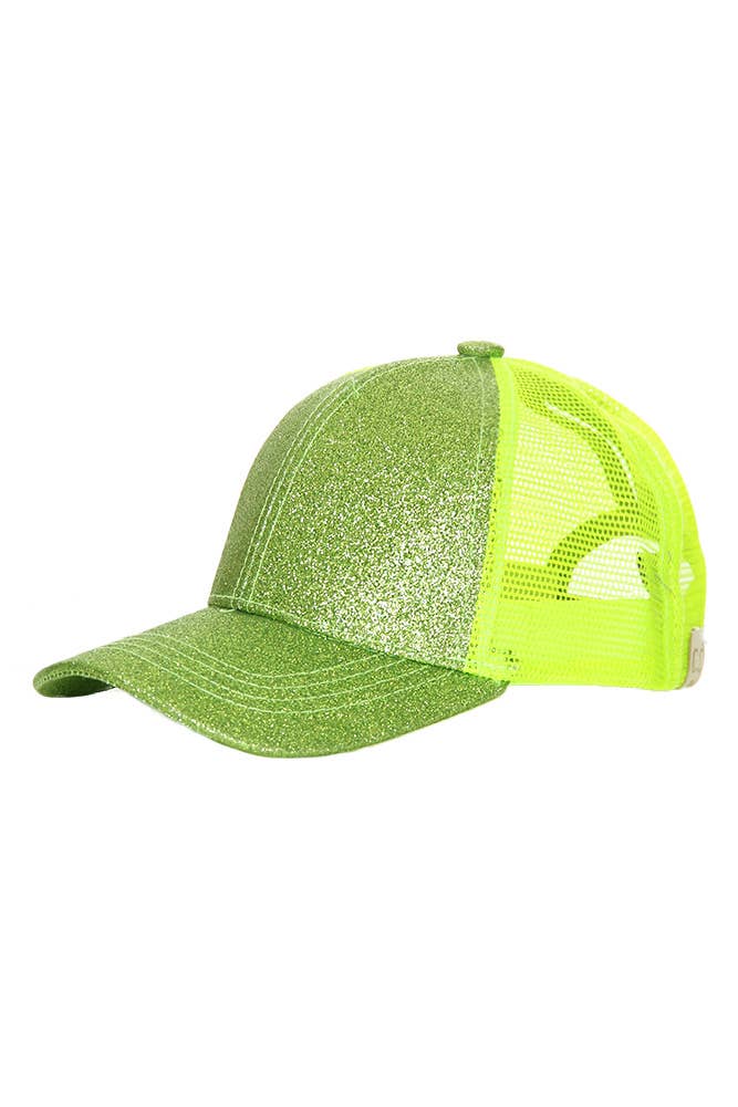 C.C Kids Glitter Fabric With Mesh Pony Cap