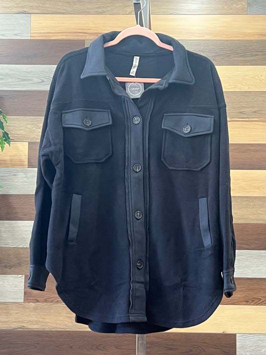 OVERSIZED FLEECE SHACKET BLACK