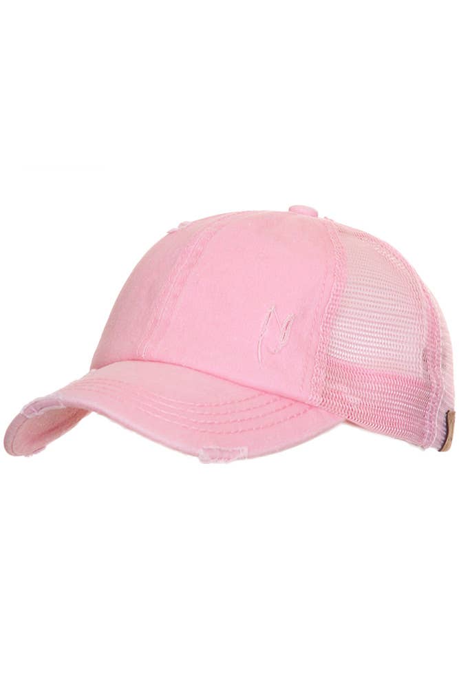 CC Distressed Ponytail Messy Bun Cap