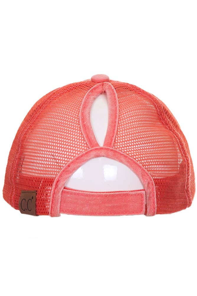 CC Distressed Ponytail Messy Bun Cap