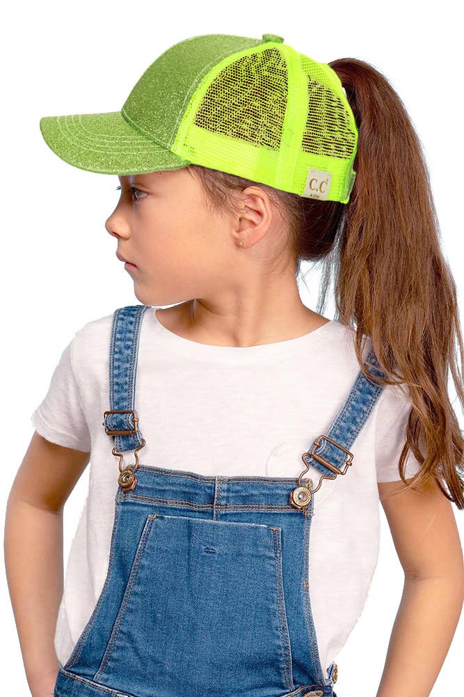 C.C Kids Glitter Fabric With Mesh Pony Cap