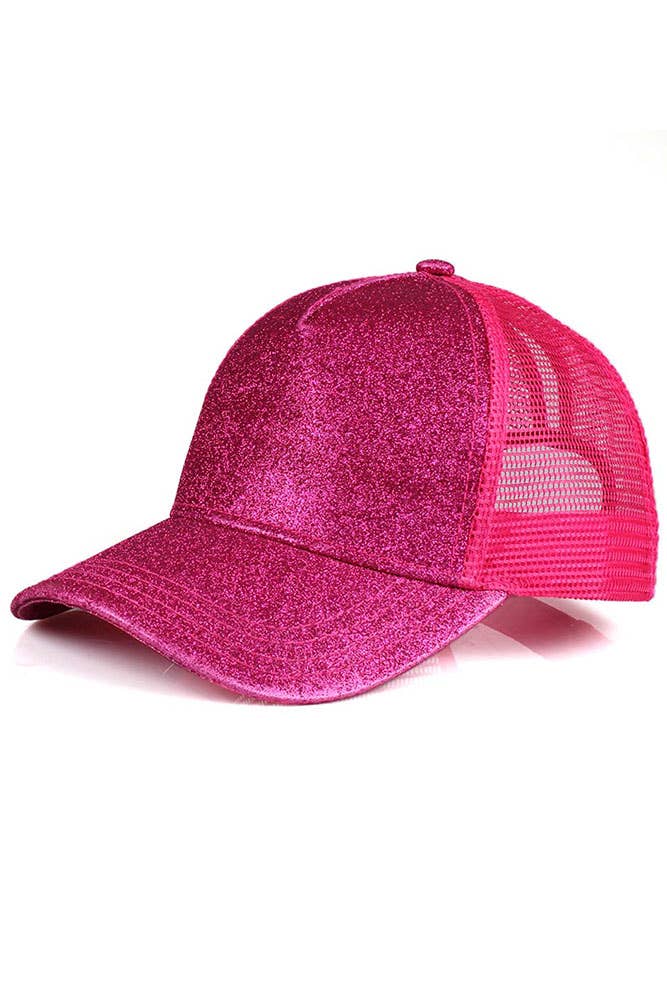 C.C Glitter Ponytail Mesh Back Baseball Cap