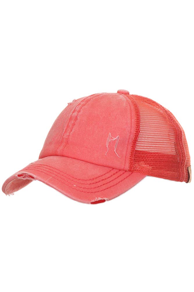 CC Distressed Ponytail Messy Bun Cap