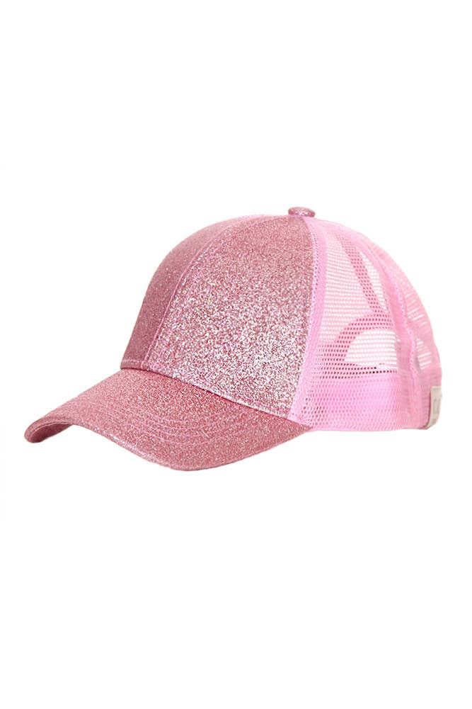 C.C Kids Glitter Fabric With Mesh Pony Cap