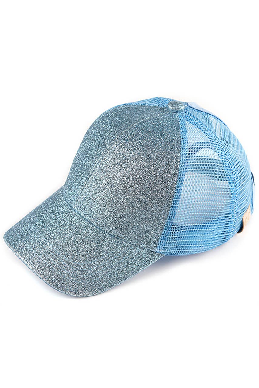C.C Kids Glitter Fabric With Mesh Pony Cap