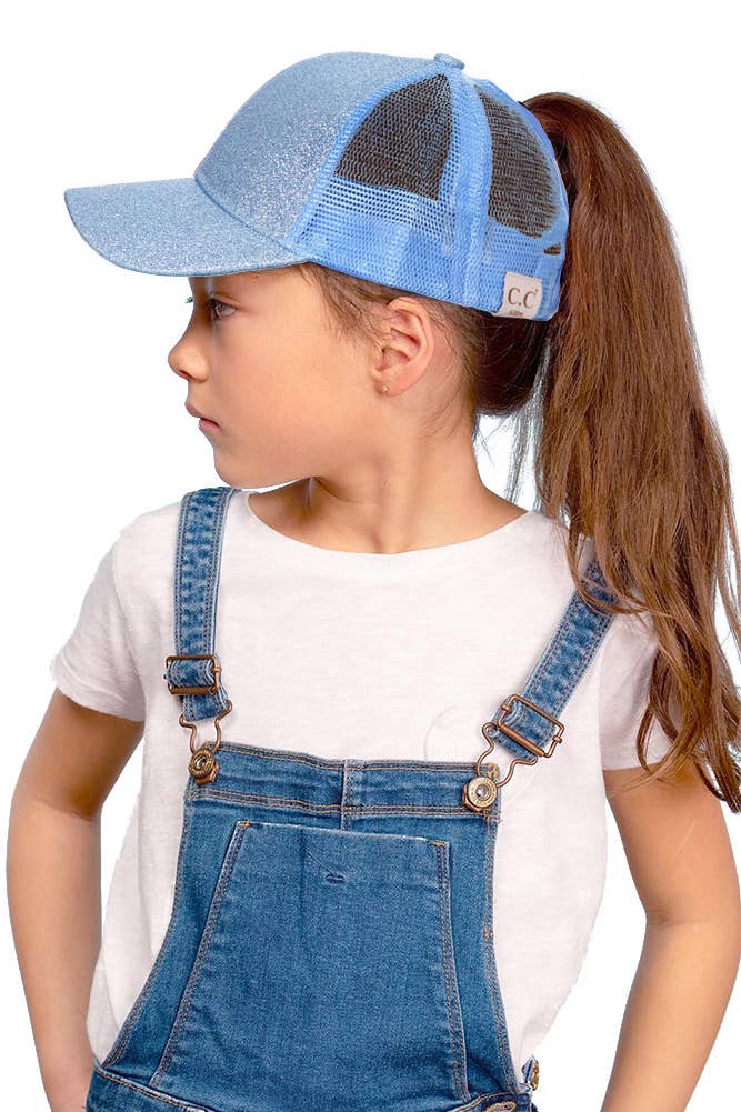 C.C Kids Glitter Fabric With Mesh Pony Cap