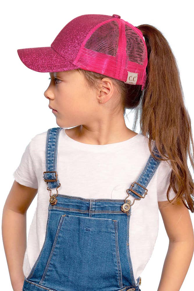 C.C Kids Glitter Fabric With Mesh Pony Cap