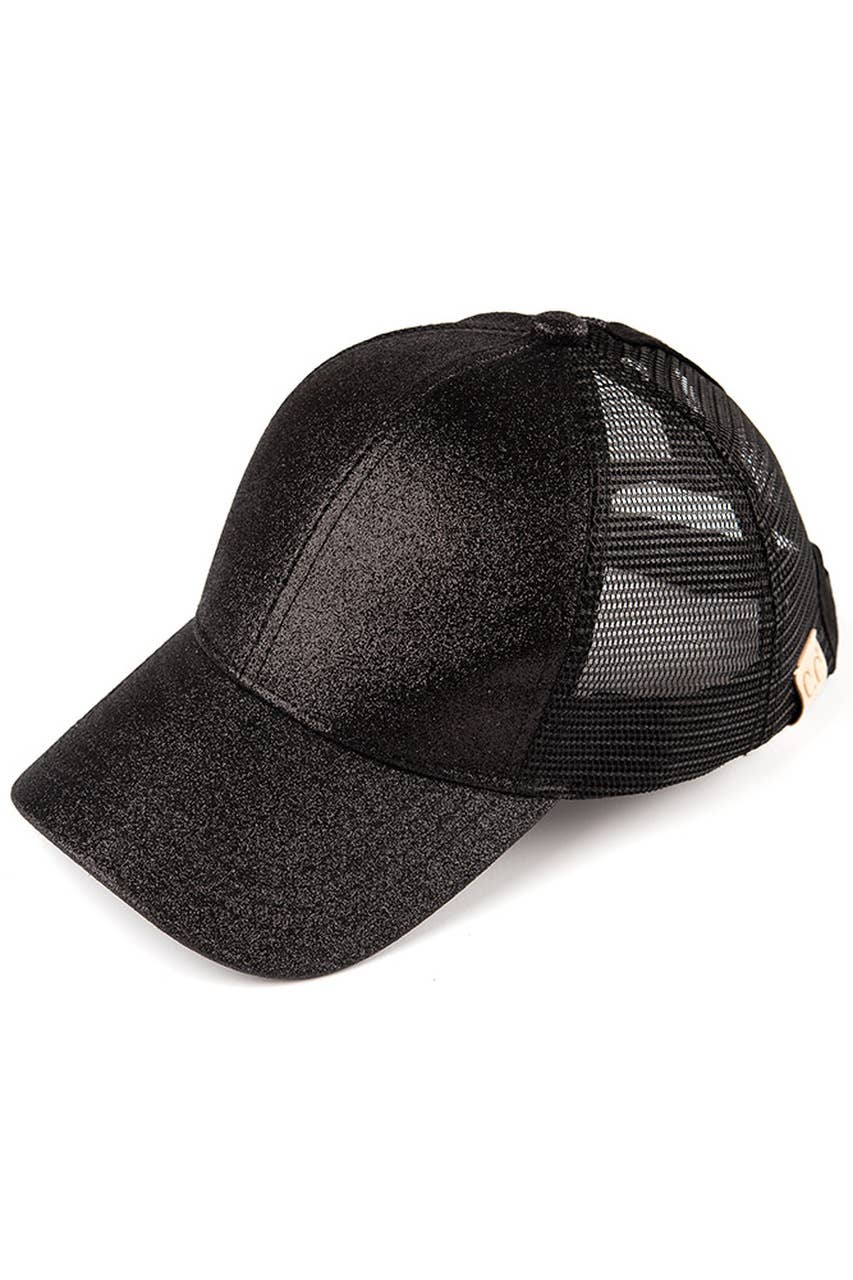 C.C Kids Glitter Fabric With Mesh Pony Cap