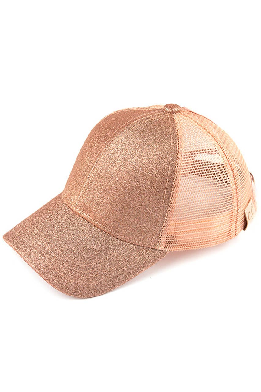 C.C Kids Glitter Fabric With Mesh Pony Cap