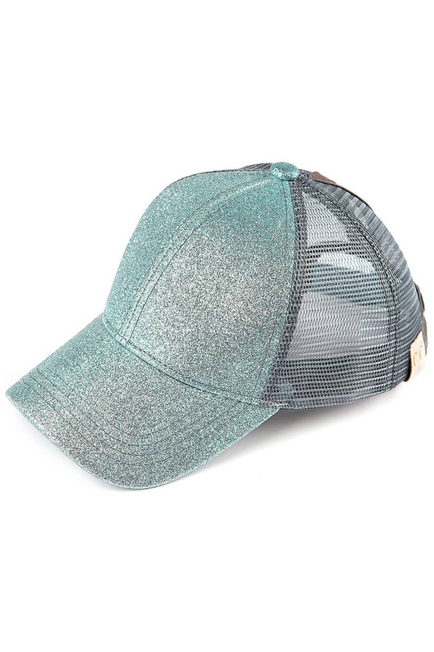 C.C Kids Glitter Fabric With Mesh Pony Cap