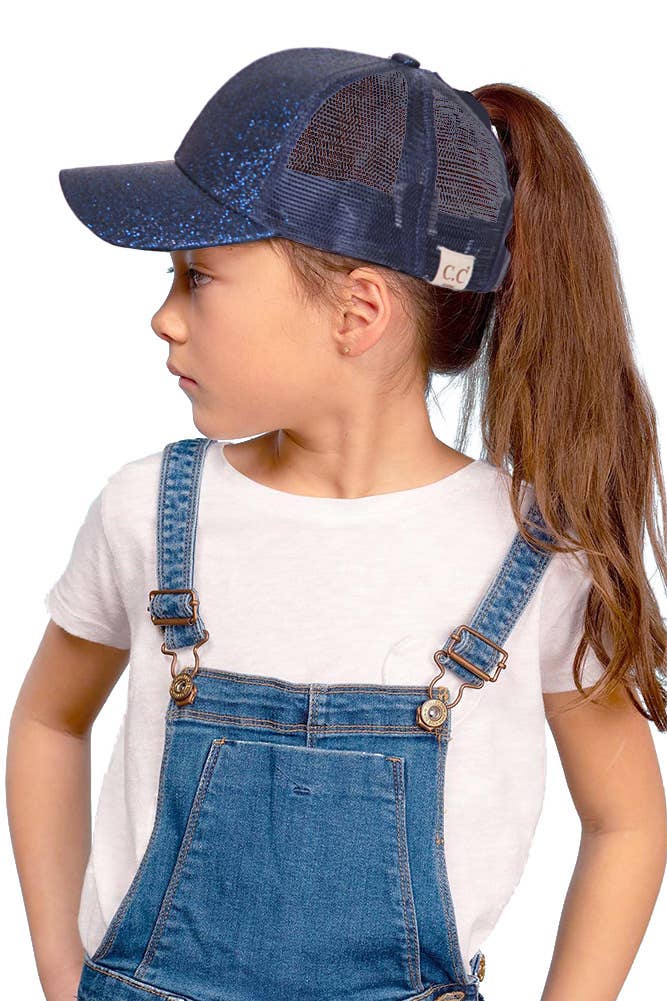 C.C Kids Glitter Fabric With Mesh Pony Cap
