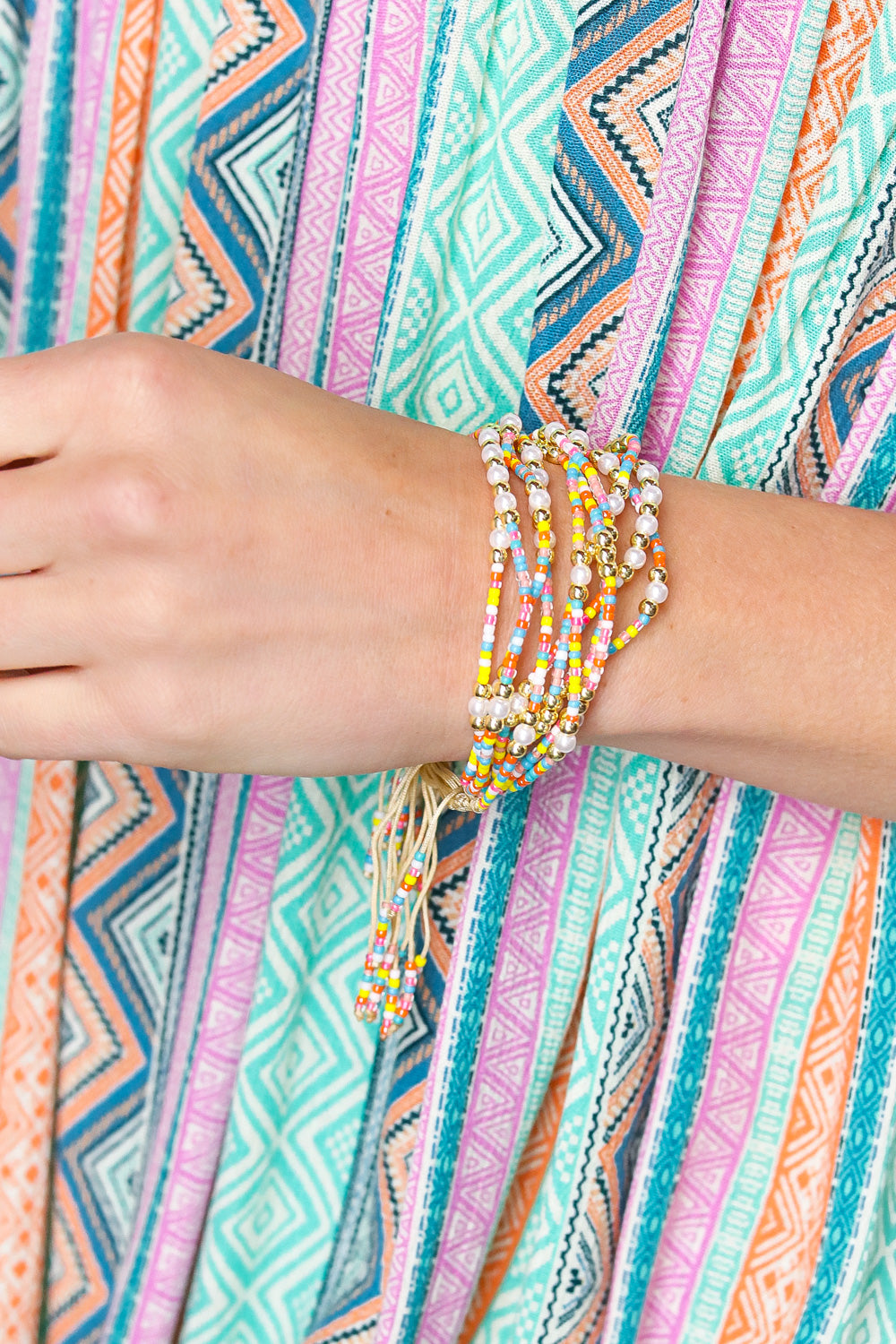 Multicolor Beaded Adjustable Rope Bracelet
