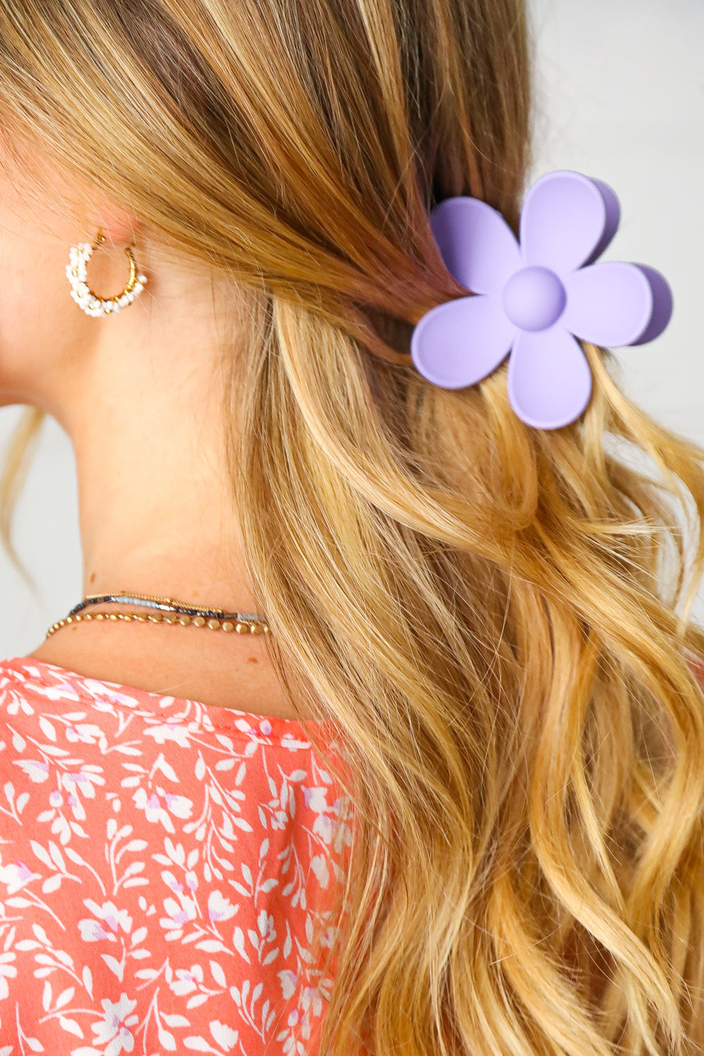 Lavender Oversize Matte Flower Hair Claw
