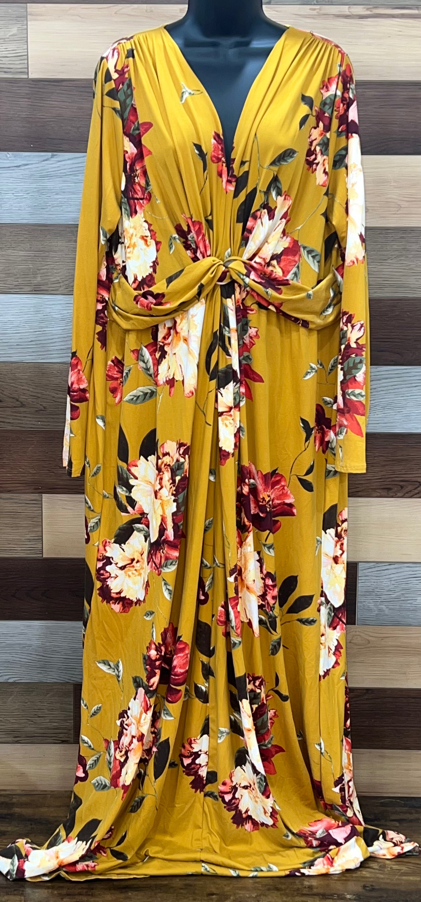 Sweet Lovely Plus Mustard Floral Dress
