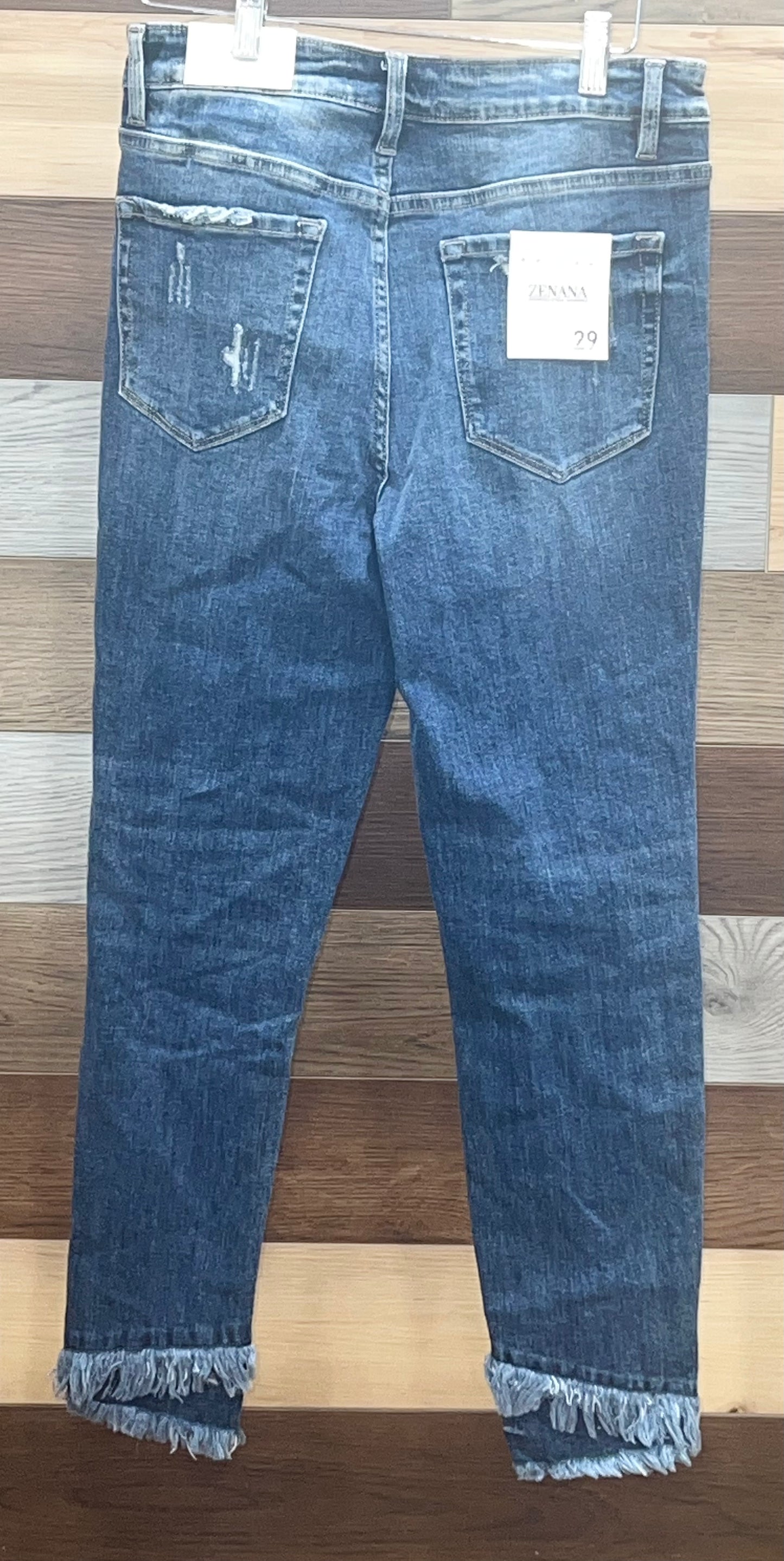 MID-RISE DISTRESSED CROP SKINNY DENIM PANTS