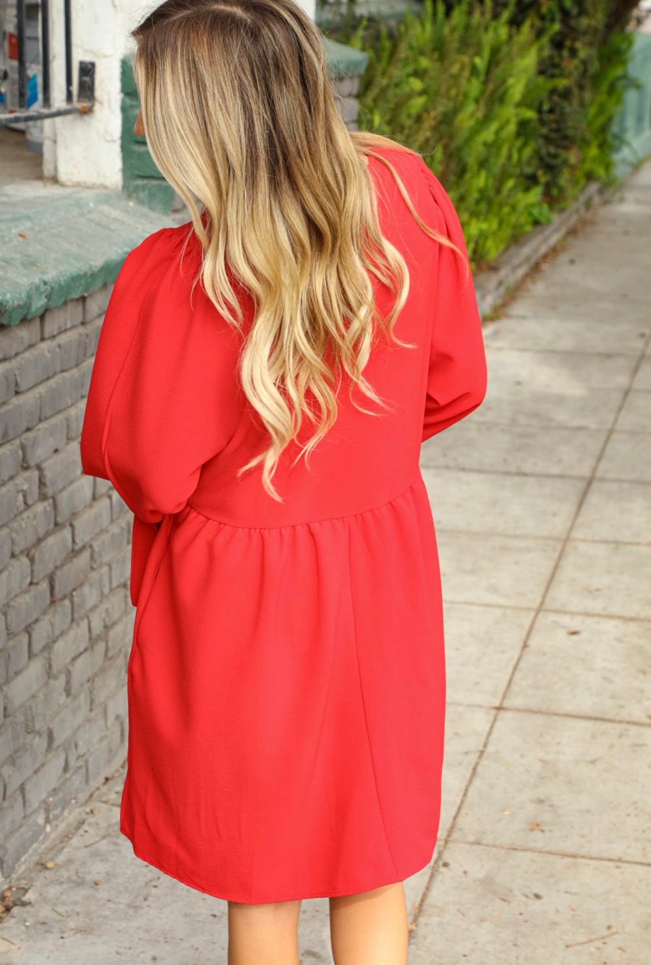 Tie Detail Babydoll Flare Midi Woven Pocketed Dress