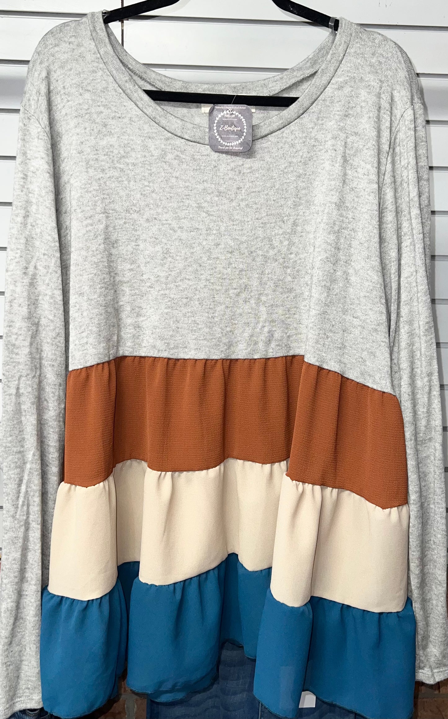 Soft Gray Sleeve Tunic Top