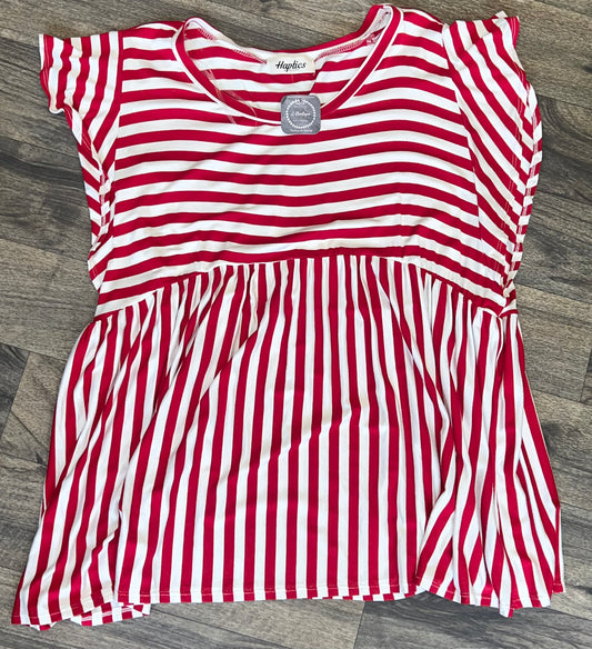 Red & White Striped Plus Blouse
