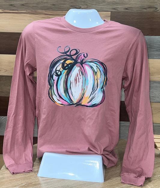 Watercolor Pumpkin Long Sleeve Tee