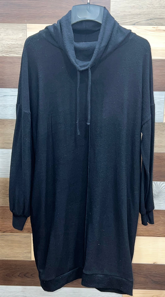 Black Cow Neck Tunic Sweater