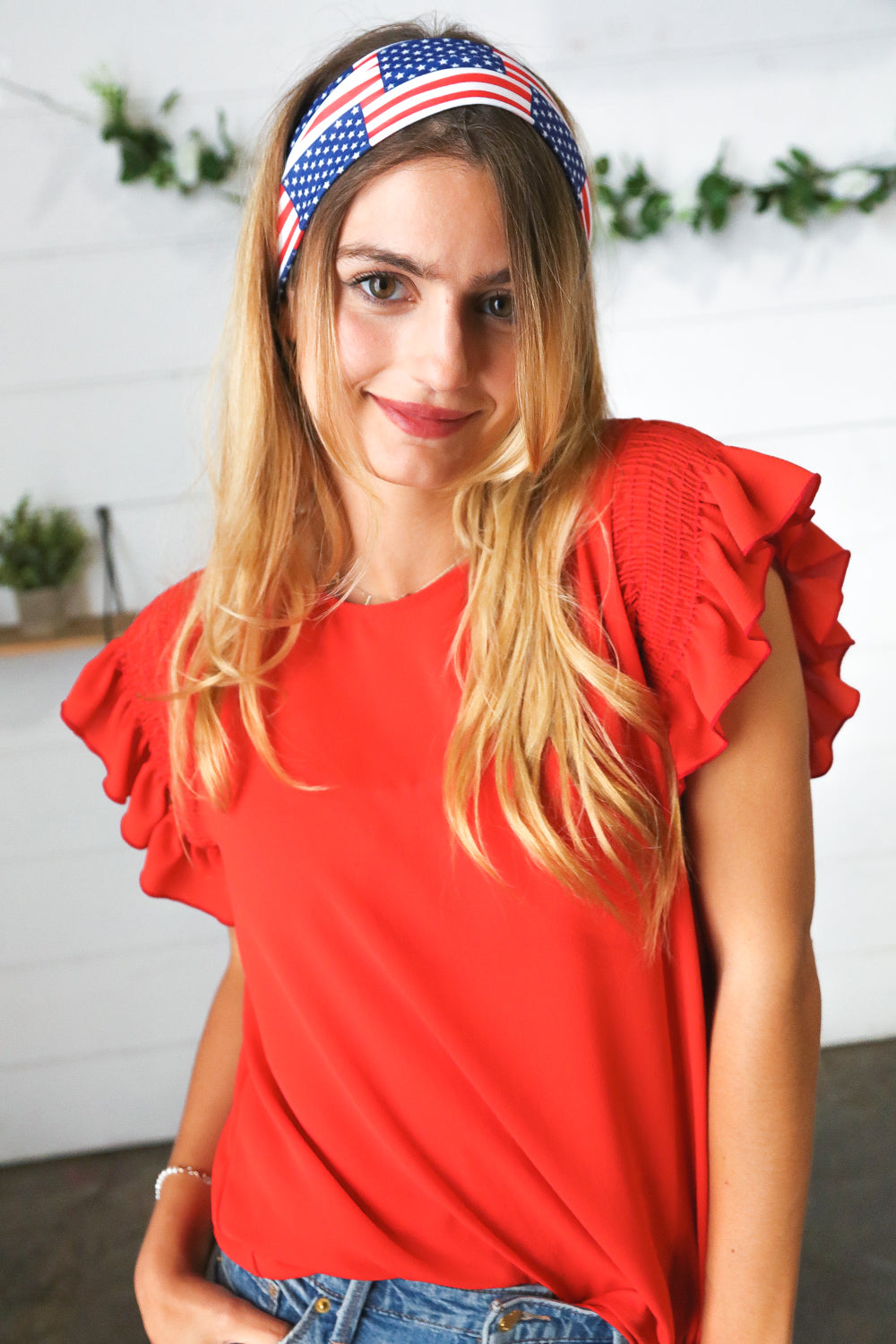 USA Flag Stretchy Knit Twist Headband