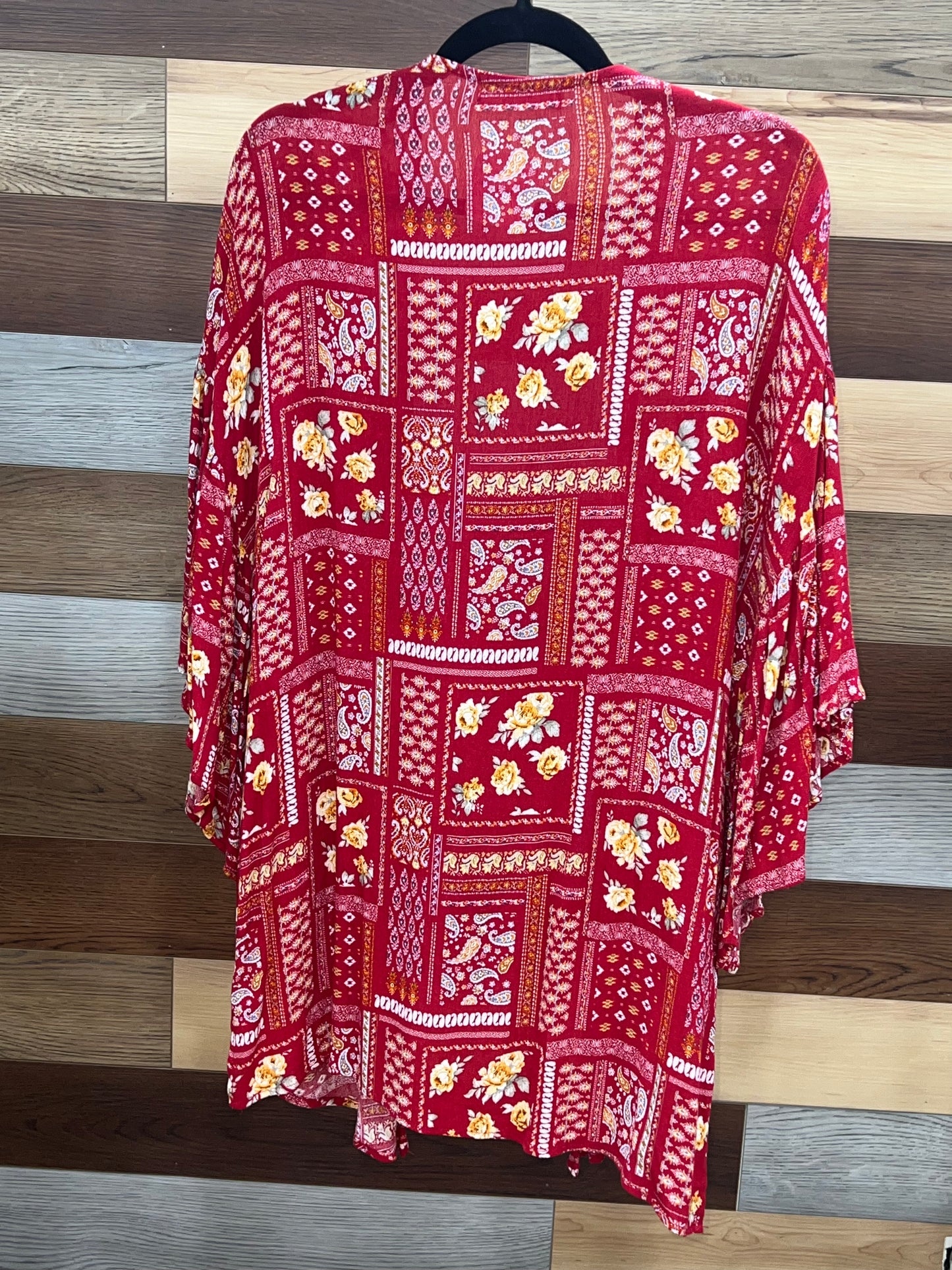 Red Quilt Print Poncho