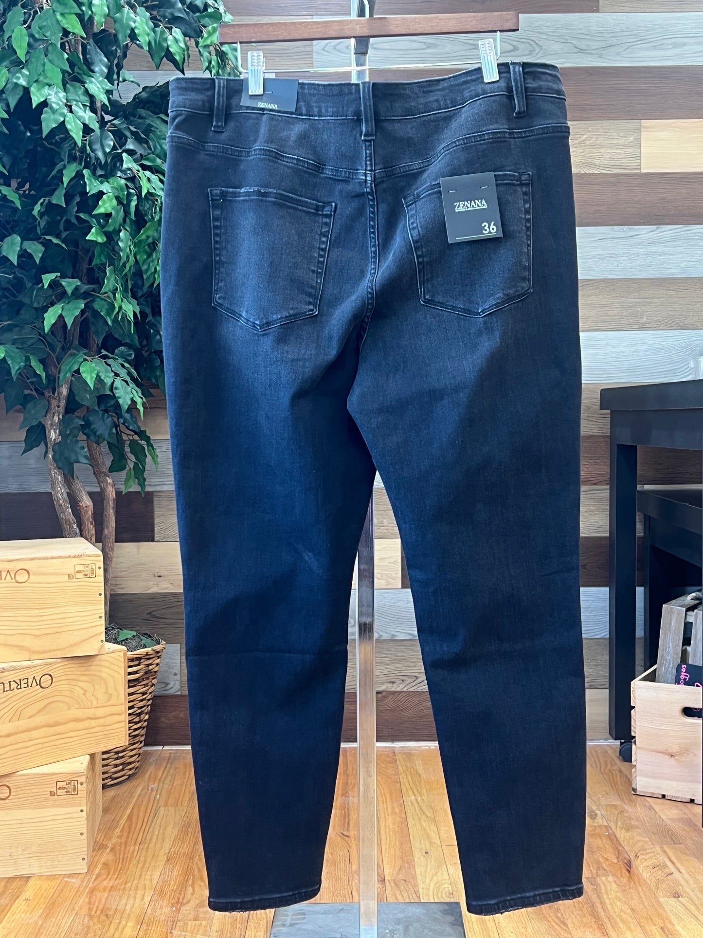 WASHED BLACK PLUS HIGH-RISE SKINNY ANKLE DENIM PANTS