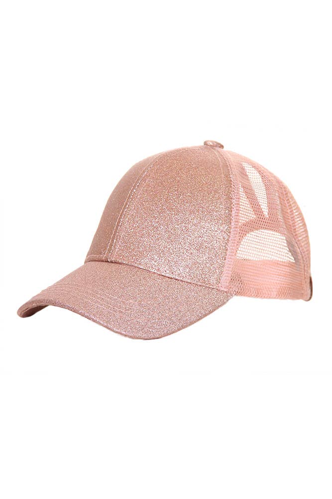 C.C Kids Glitter Fabric With Mesh Pony Cap