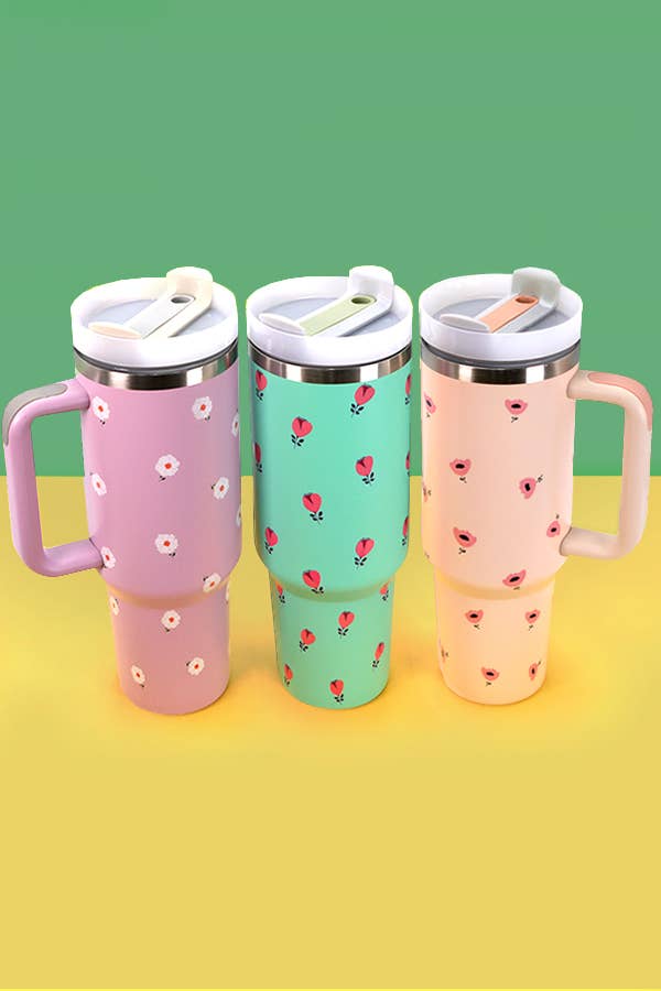40oz STAINLESS STEEL TUMBLER FLOWER