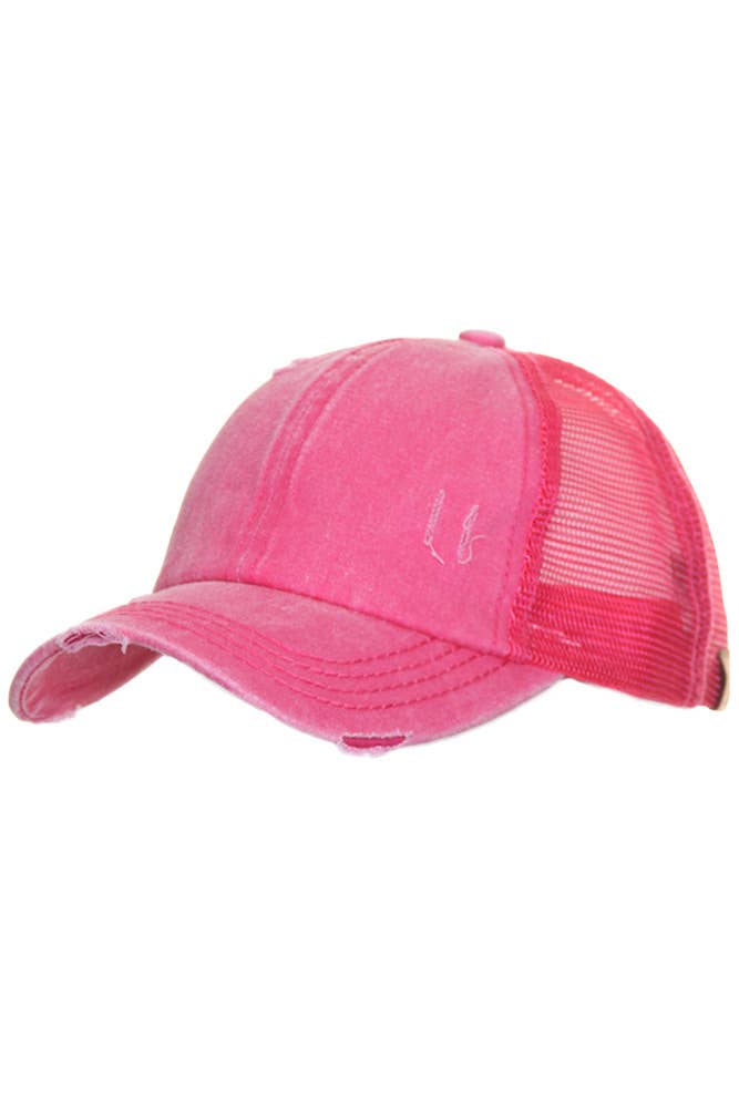 CC Distressed Ponytail Messy Bun Cap