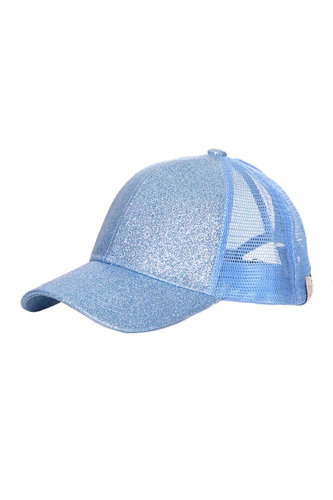 C.C Kids Glitter Fabric With Mesh Pony Cap