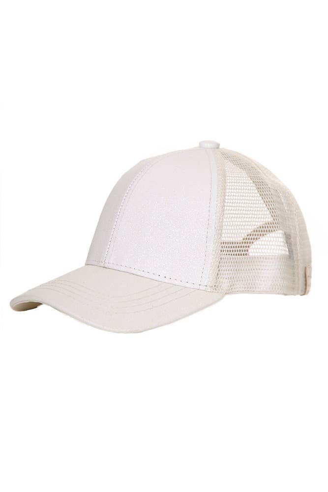 C.C Kids Glitter Fabric With Mesh Pony Cap