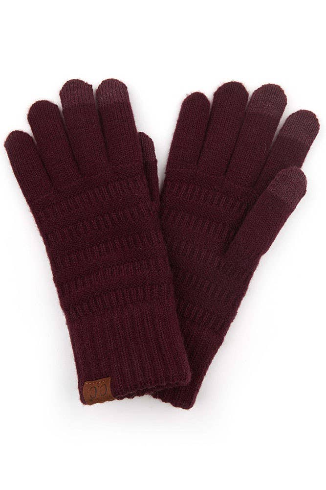 C.C Solid Ribbed Knit Glove
