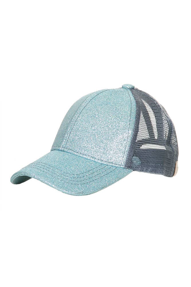 C.C Kids Glitter Fabric With Mesh Pony Cap