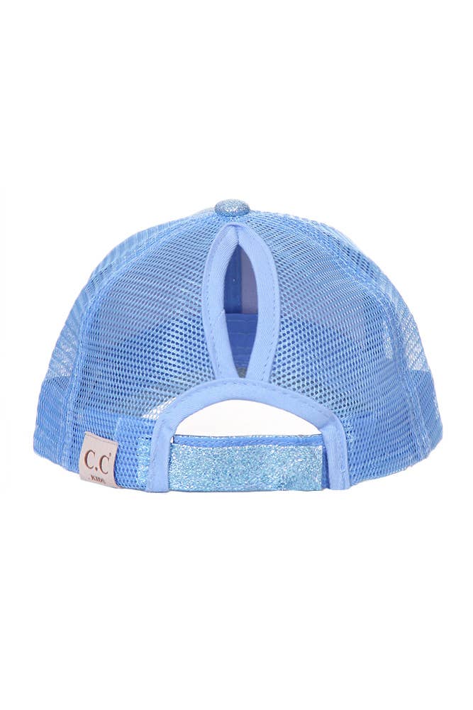 C.C Kids Glitter Fabric With Mesh Pony Cap