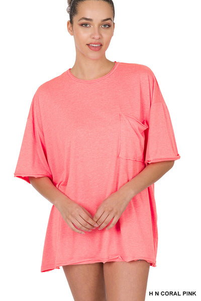 TRI BLEND OVERSIZED FRONT POCKET BOYFRIEND TEE